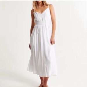 A&F Crinkle Textured Smocked Waist Midi Dress